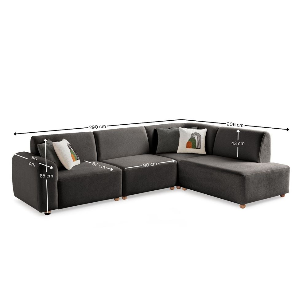 Ugaona Sofa S-Loft Desna - boja: antracit slika 13