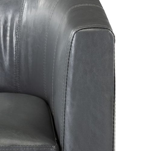 Fotelja od umjetne kože s osloncem za noge siva slika 24