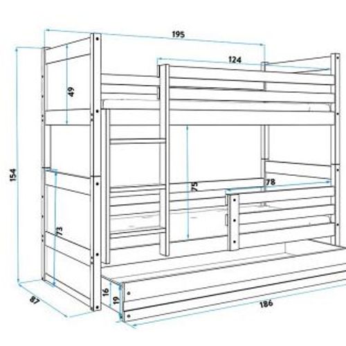 Baloo Bonny Krevet Na Sprat 190X80 Pine Plavi slika 2