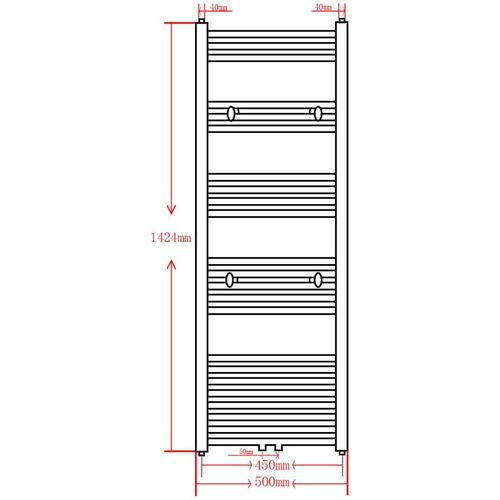 Kupaonski radijator za ručnike s prečkama ravni crni 500 x 1424 mm slika 33