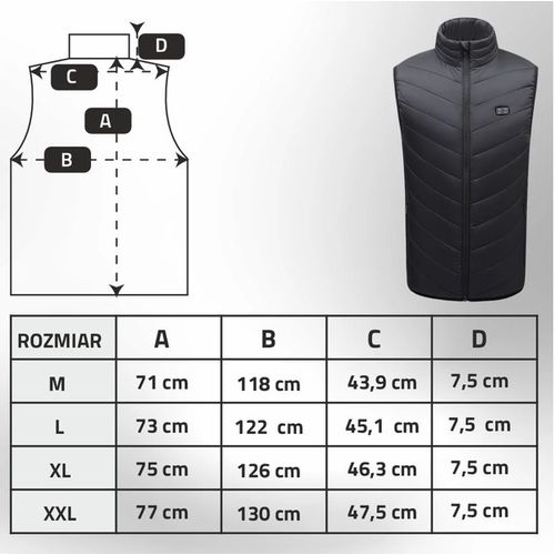 MANTA grijani prsluk sa 9 zona grijanja, XL, crni MKG02 slika 8