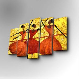 5PUC-009 Multicolor Decorative Canvas Painting (5 Pieces)