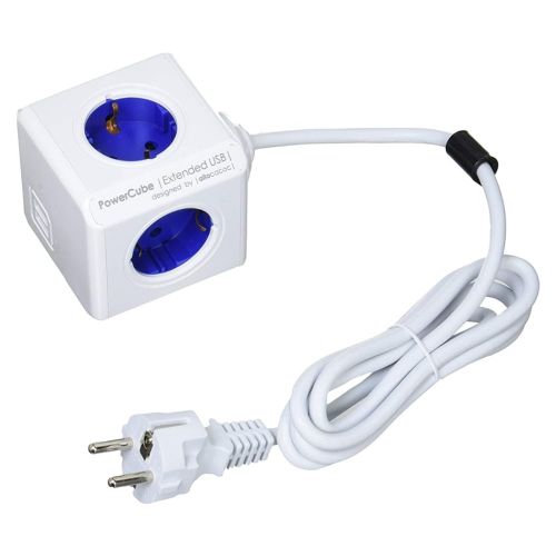 ALLOCACOC PowerCube Ext.USB 4xŠuko+2USB-5V/2.1A,1.5m, plava 1402BL/DEEUPC slika 2