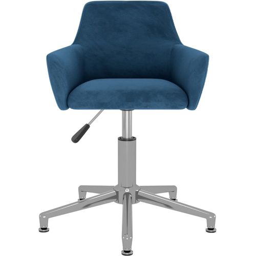 Okretna uredska stolica plava baršunasta slika 10