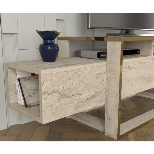 Woody Fashion TV stalak BIANCO, boja Travertine slika 3