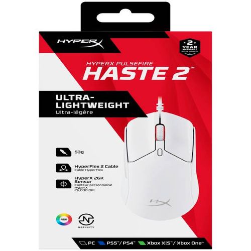 HyperX Pulsefire Haste 2Gaming Mouse (White) slika 1