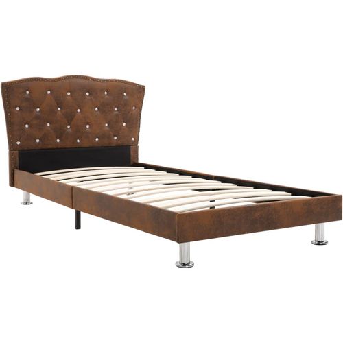 280542 Bed Frame Brown Faux Suede Leather 90x200 cm slika 32