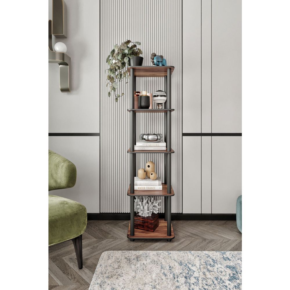  Bookshelf Bookcase 5 Tiers Square, colour Walnut slika 2