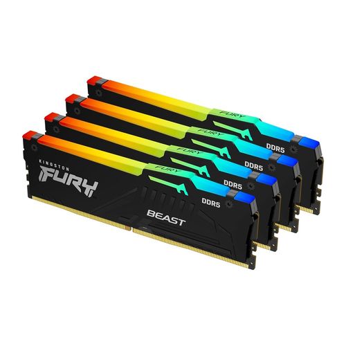 KINGSTON DIMM DDR5 128GB (4x32GB kit) 5200MT/s KF552C40BBAK4-128 FURY Beast Black RGB XMP slika 1