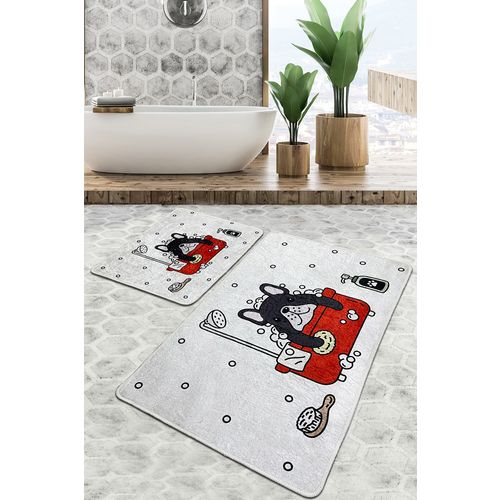 Dogs Shower Djt Multicolor Bathmat Set (2 Pieces) slika 1