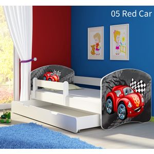 Dječji krevet ACMA s motivom, bočna bijela + ladica 160x80 cm 05-red-car