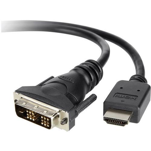 Belkin DVI / HDMI adapterski kabel DVI-D 18+1-polni utikač, HDMI A utikač 1.80 m crna F3Y005BT1.8M pozlaćeni kontakti, mogućnost vijčanog spajanja DVI kabel slika 2