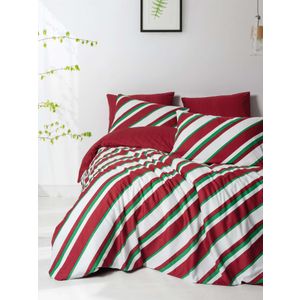 Ranforce double quilt cover set Merry, colours: red, green, white