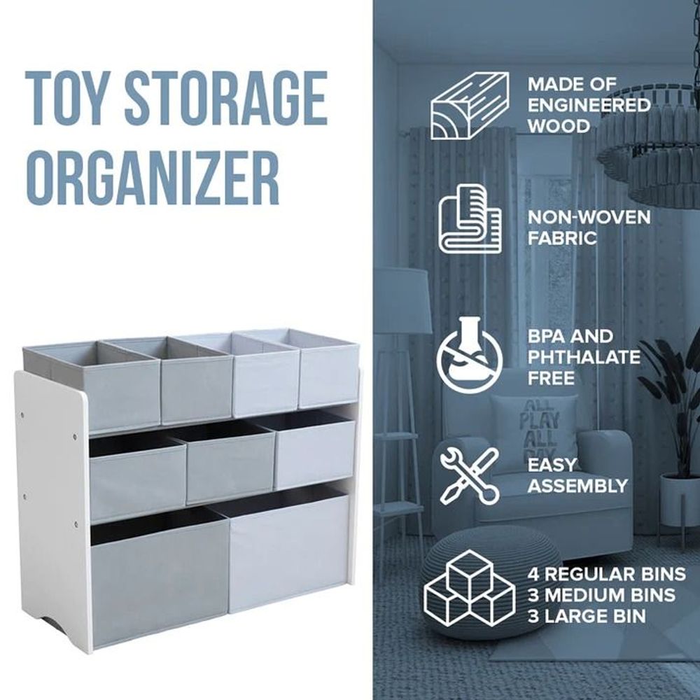 Kinder Home Organizator za igračke, Sivi/Bijeli slika 3