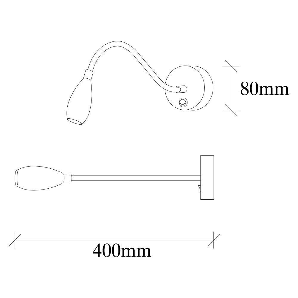 Čitačka Lampa - 3251 Crna Zidna Lampa slika 3