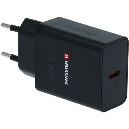 SWISSTEN punjač za AC220, 1xUSB-C, PD 25W, za iPhone i Samsung, crni slika 5