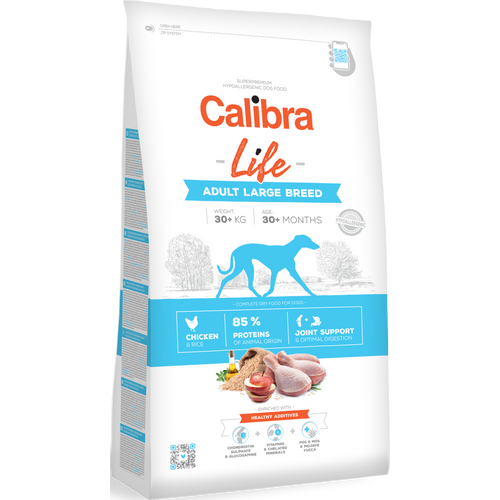 Calibra Dog Life Adult Large Breed Chicken, potpuna i uravnotežena superpremium hipoalergena dehidrirana hrana za odrasle pse velikih pasmina (preko 30 kg), 12 kg slika 1