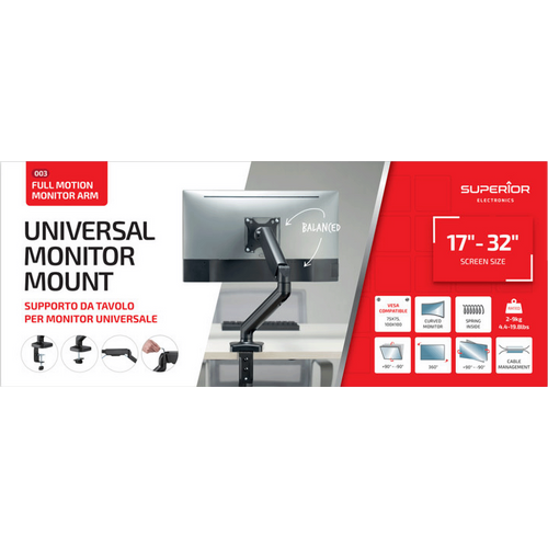 Superior Stolni nosač za LCD monitor, 17" - 32" - Single Monitor Mount PRO slika 2