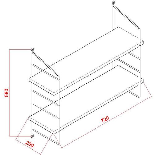 Woody Fashion Zidna polica, hrast Crno, Armoni 2'li - Birch slika 3