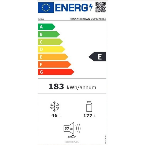 Beko RDSA240K40WN Kombinovani frižider, Visina 146.5 cm, Širina 54 cm slika 4