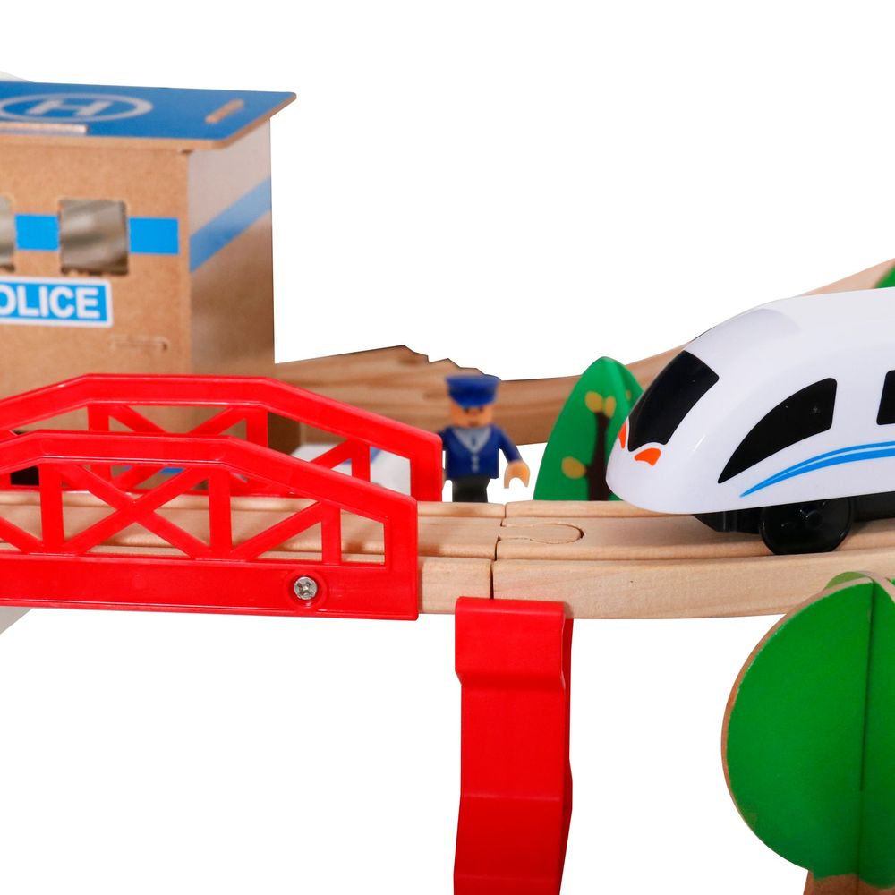 Kinder Home Drveni željeznički set - Pruga sa vozićem i dodacima slika 9