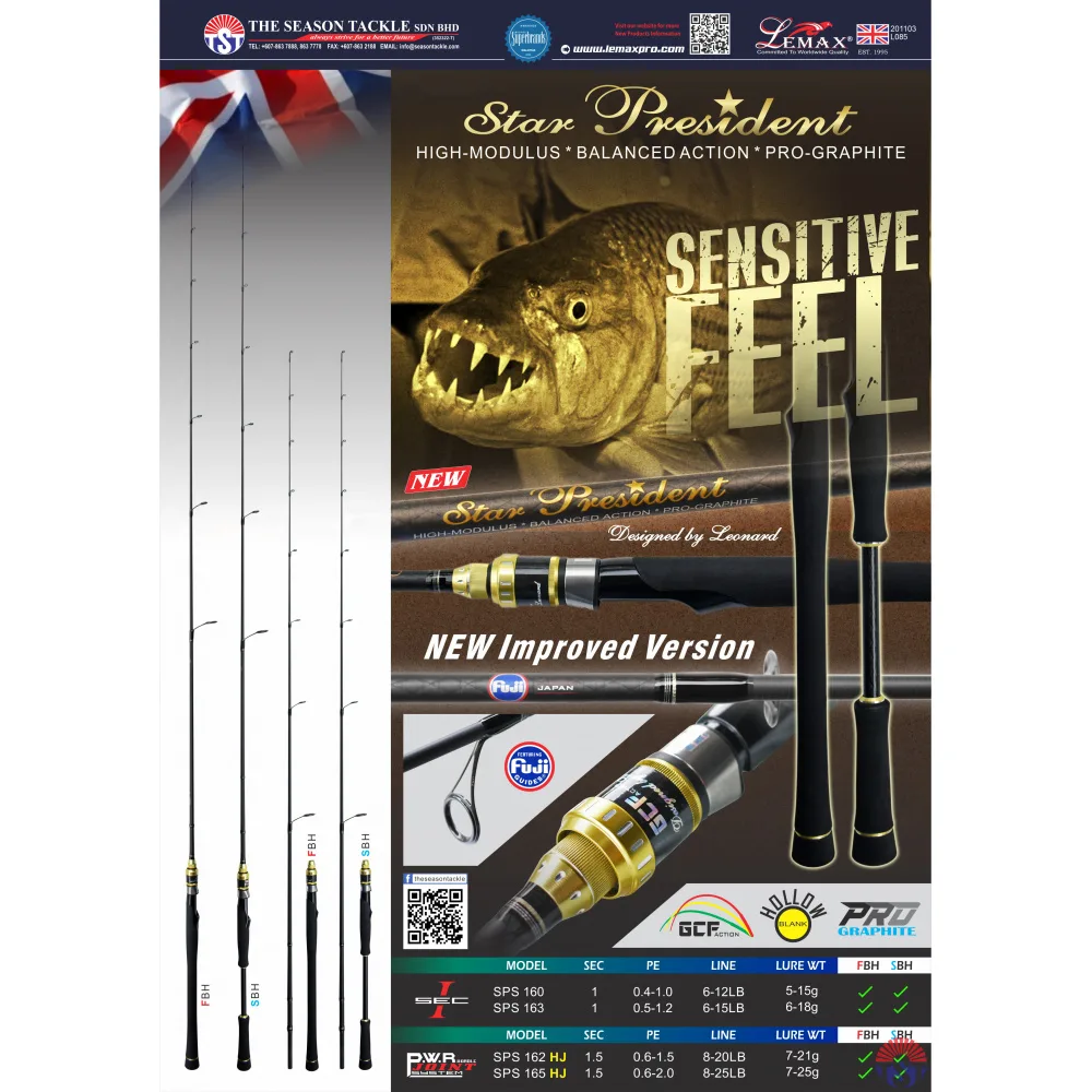 Lemax štap Rod Star President 8-20lb FUJI-SPS 162HJ #FBH 189cm 7-21gr štap za ribolov slika 1