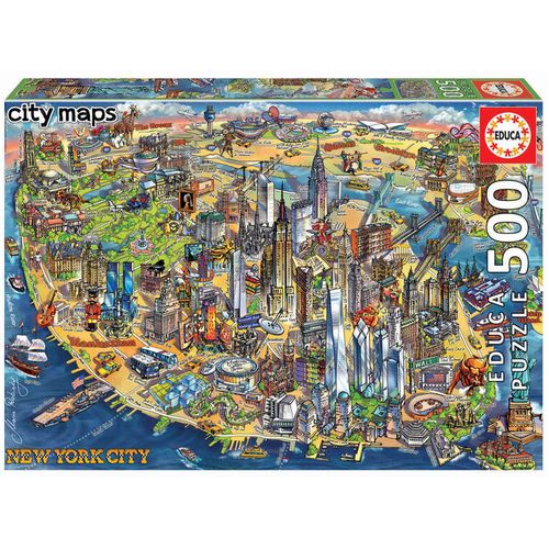 City Maps New York Map puzzle 500pcs slika 1
