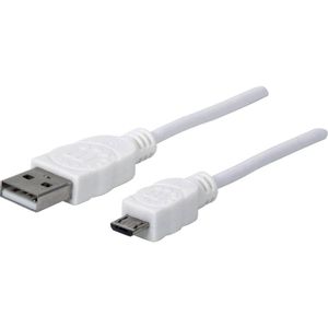 Manhattan USB kabel USB 2.0 USB-A utikač, USB-Micro-B utikač 1.80 m bijela UL certificiran 324069