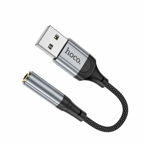 HOCO AUX adapter USB A (muški) na utičnicu 3,5 mm (ženski) LS36 0,12 m crni slika 5