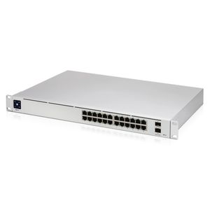 Ubiquiti Pro 24, 24-port, Layer 3 switch supporting 10G SFP+ connections with fanless cooling