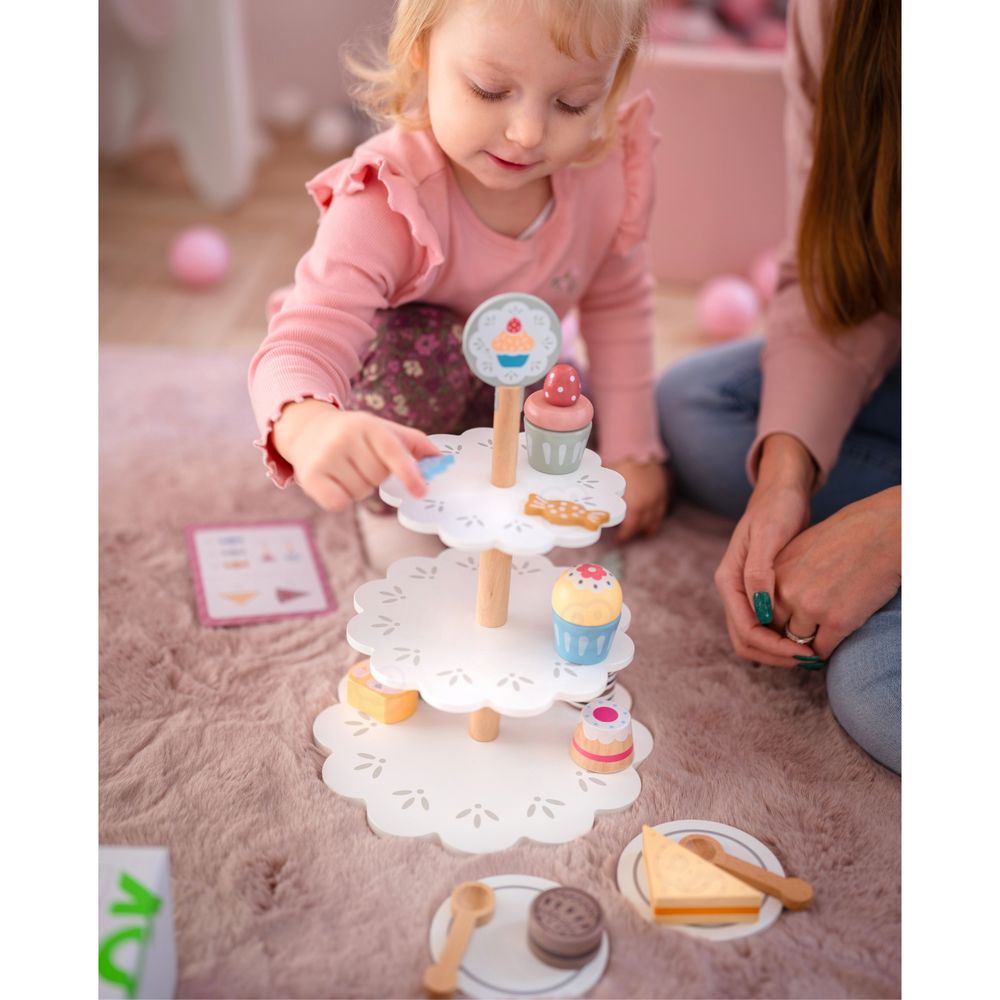 Tooky toy tanjur za slatkiše, drveni stalak, cupcakes, kolači slika 6
