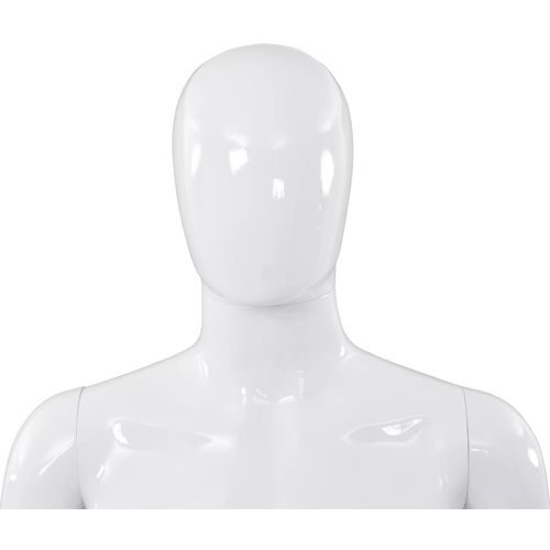 Muška lutka za izlog sa staklenim postoljem bijela sjajna 185 cm slika 8