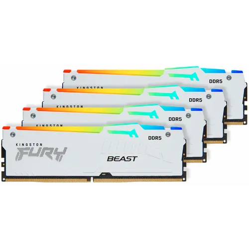 Memorija Kingston FURY Beast White RGB XMP 64GB (4x16GB) 6000MT/s DDR5 CL40 DIMM, KF560C40BWAK4-64 slika 1
