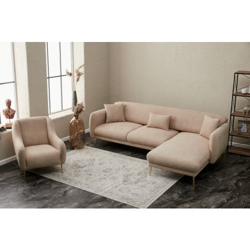 Atelier Del Sofa Kutna garnitura na razvlačenje, Bež Zlato, Simena Right - Beige slika 4