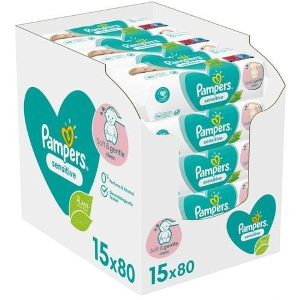 Pampers Vlažne maramice Sensitive XXL / 15x80kom  slika 1