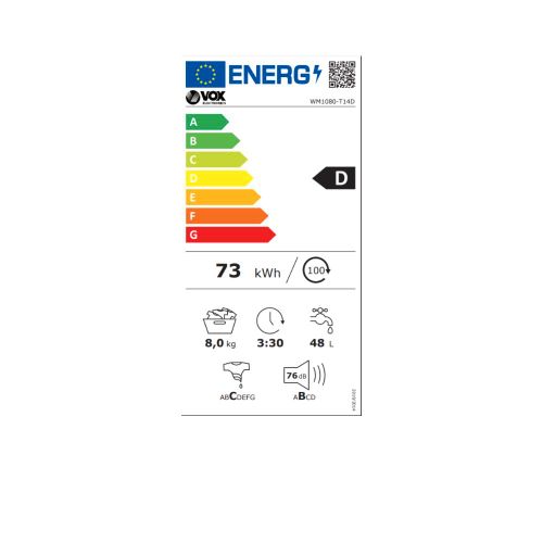 VOX WM1080-T14D 8 kg perilica rublja slika 3