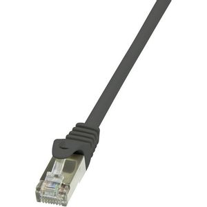 LogiLink CP2023S RJ45 mrežni kabel, Patch kabel cat 6 F/UTP 0.50 m crna sa zaštitom za nosić 1 St.