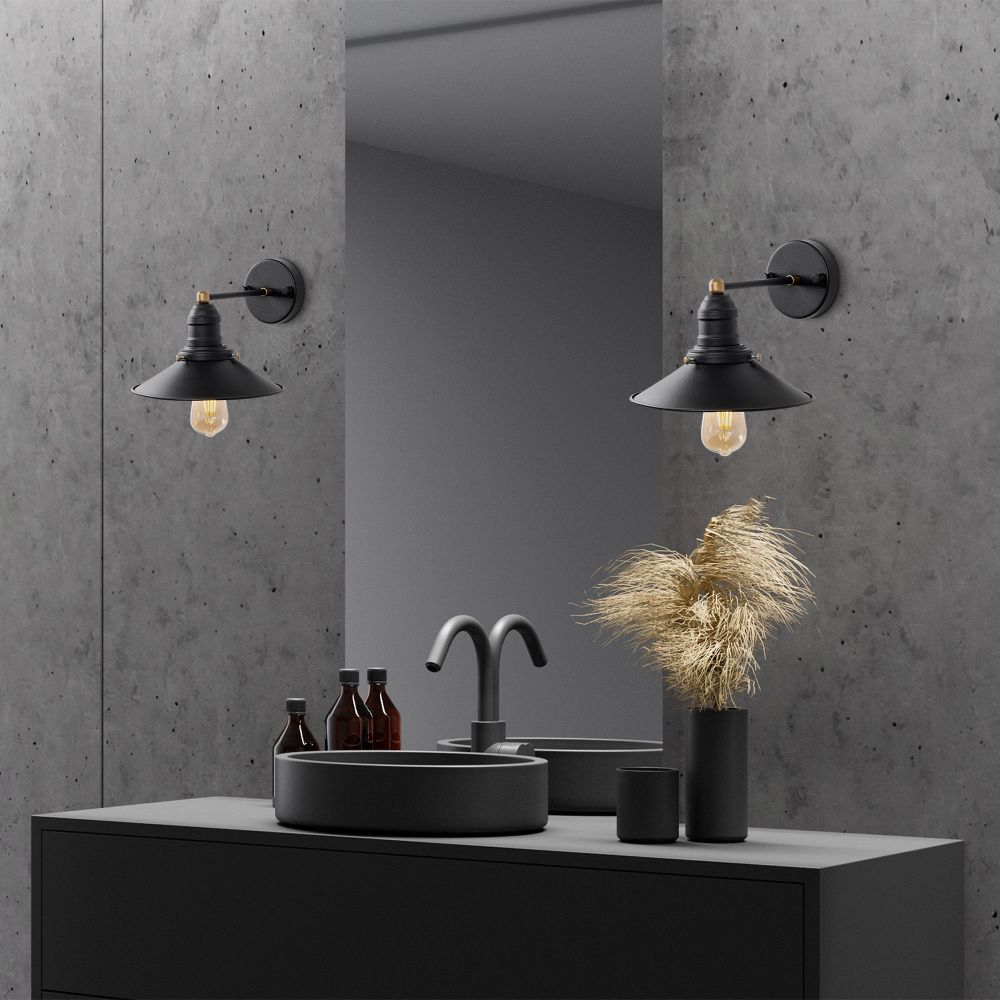 Konična - 12195 Crna Antikna Zidna Lampa slika 3