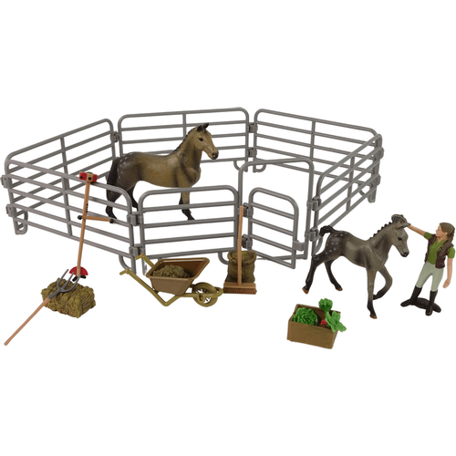 DIY ranč sa smeđim konjima u ogradi s dodacima slika 2