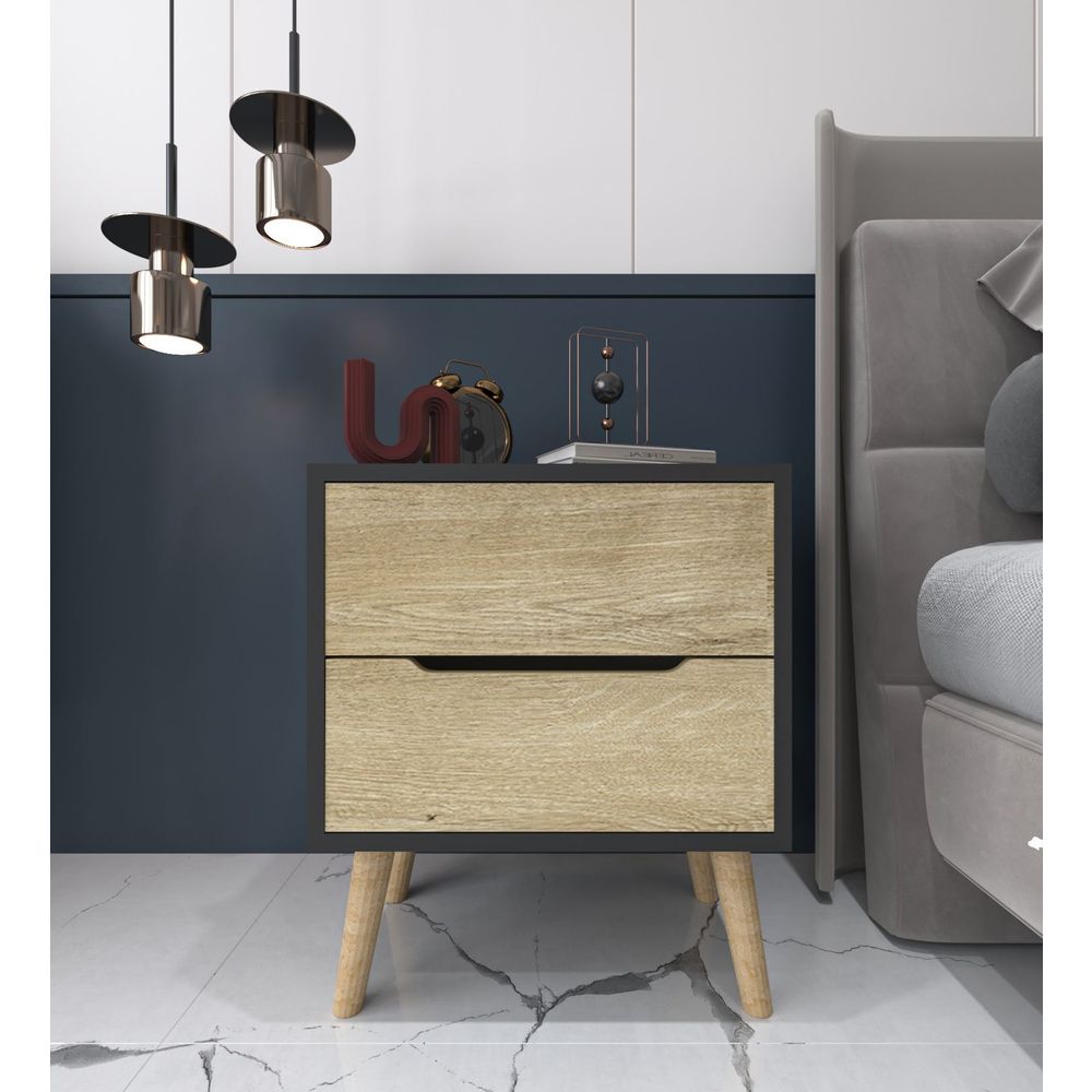 Noćni ormarić Flora - Anthracite i Sapphire Oak slika 1
