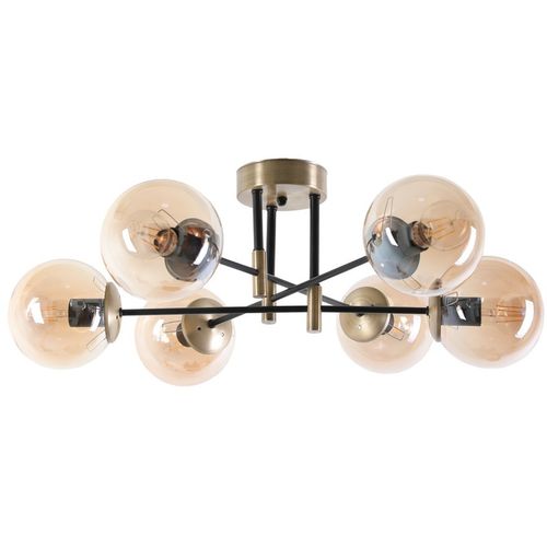 Dolunay 6 Lı Eskitme Bal Camlı Avize Copper Chandelier slika 2