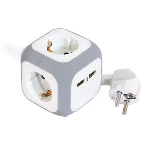 Prenosiva utičnica "Kocka" 4x schuko 16A 250 V~ 3500 W, 2x USB 5V 2.1 A          