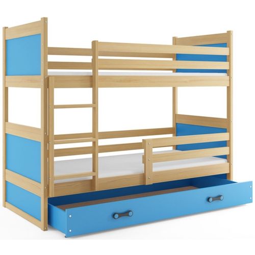 Drveni dječji krevet na kat Rico s ladicom - bukva - plavi - 160*80cm slika 2