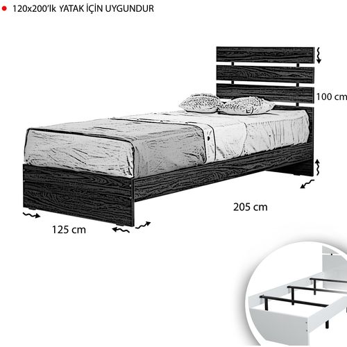 Woody Fashion Jednostruki krevet, Fuga 120LK - Walnut slika 4