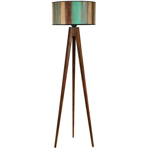 Tripod ceviz lambader silindir renkli abajurlu Multicolor Floor Lamp slika 1