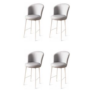 Uras - Sivi, Bijeli Bar Stolac Set (4 Komada)