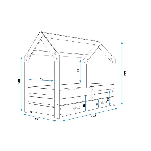 Drveni dječji krevet kućica - House - 160x80 - bijeli slika 3