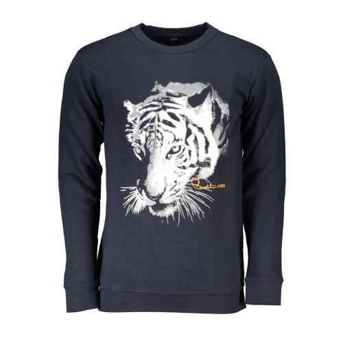 CAVALLI CLASS MEN'S BLUE ZIPLESS SWEATSHIRT slika 1