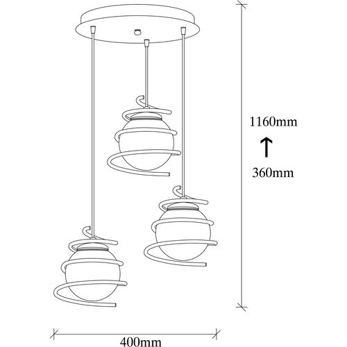 Opviq Visilica ELEGANCE 705, crna, metal, promjer 40 cm, visina 116 cm, promjer sjenila 20 cm, podesvia visina, 3 x E27 40 W, Elegance - 706-S2 slika 3