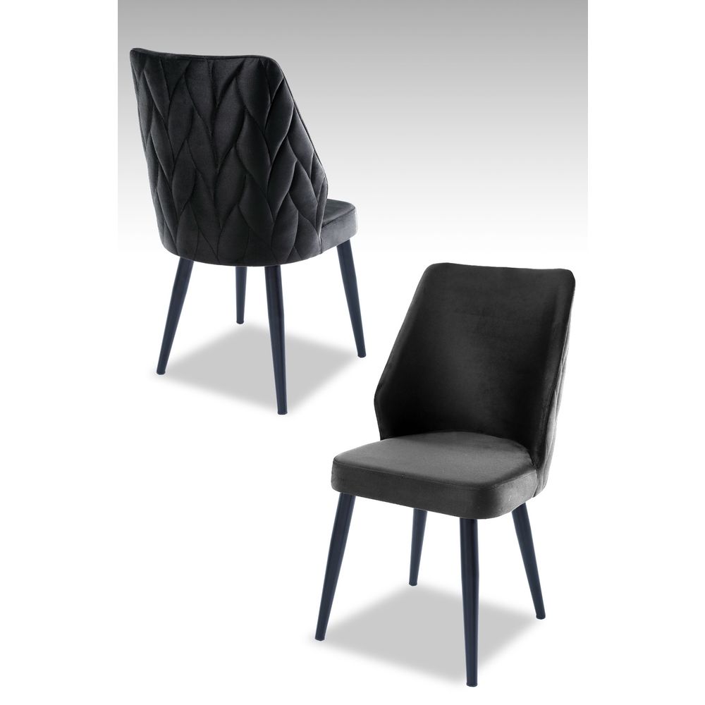 Pufi - Set stolica Anthracite, Crni Anthracite (4 komada) slika 1